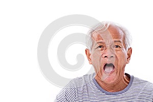 shocked, stunned, unhappy old man with surferÃ¢â¬â¢s eye or pterygium